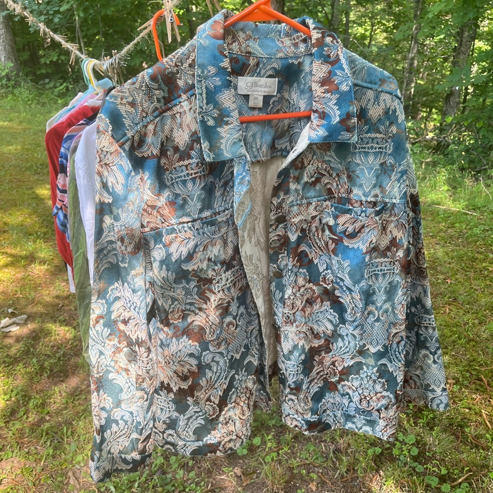 CJ Banks, 2X, blue and brown jacket